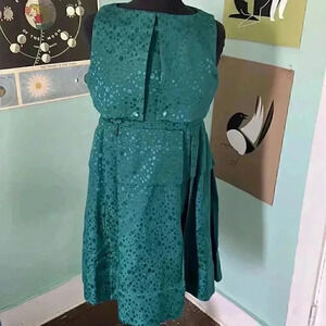 Tulle Emerald green brocade polka dot tiered party dress S/M NWT